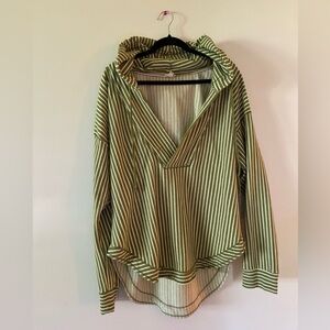 Pilcro Olive Striped Hoodie